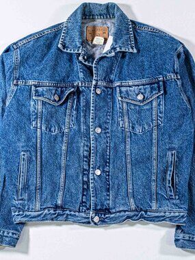 Vintage 90s GAP Denim Trucker Jacket Medium Blue Jean Biker